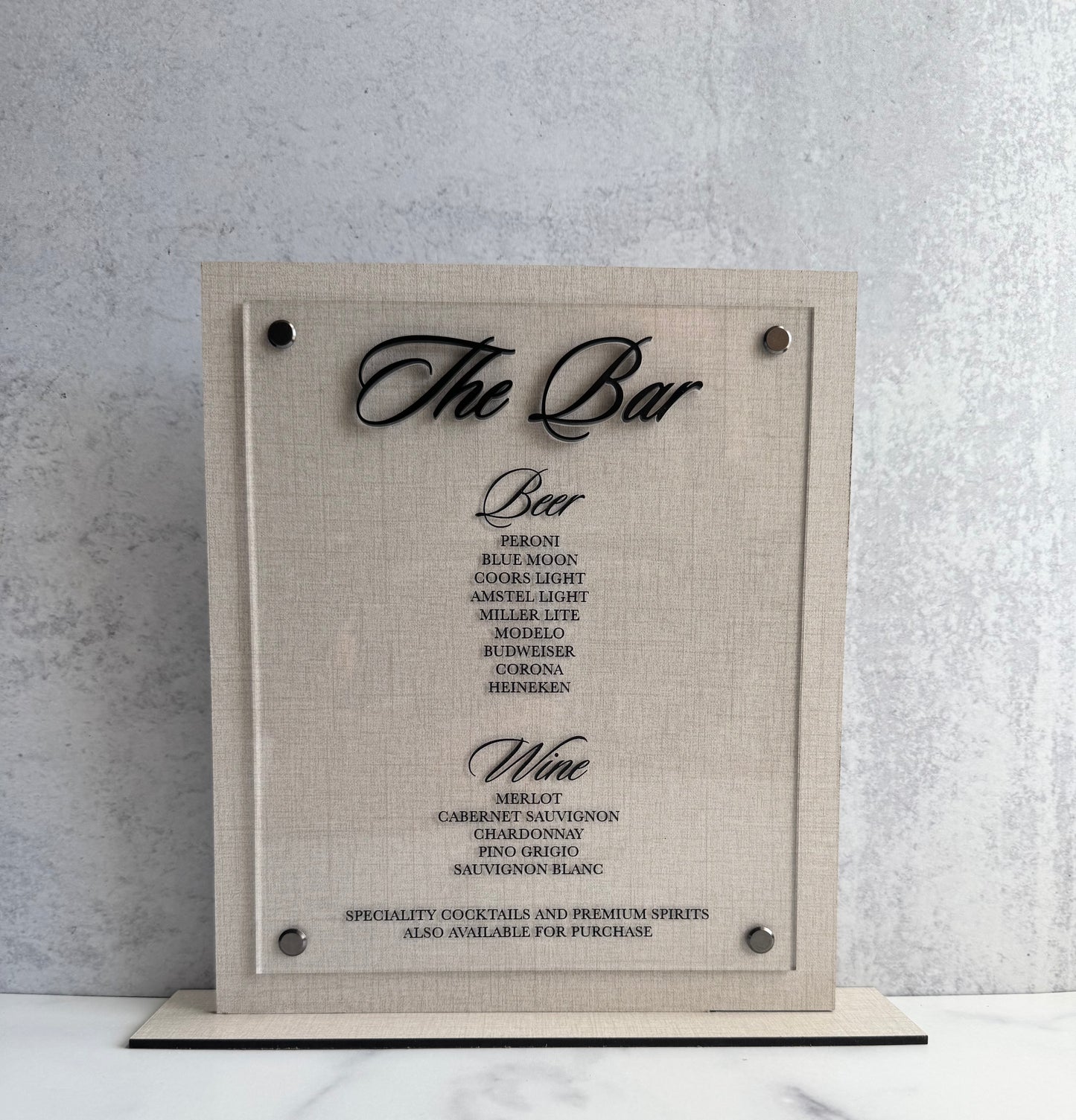 Linen Wood Bar Sign