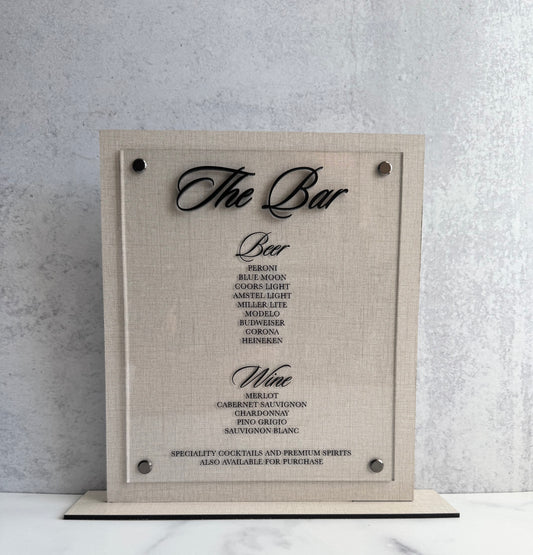 Linen Wood Bar Sign